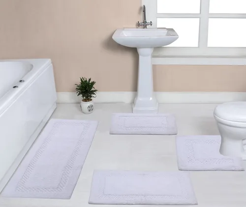 Miniatura 78 de Home Weavers Classy - Juego de alfombras de baño 100 % algodón, decoración de baño, lavable, extrasuave y absorbente, tapete de cocina, juego de Aqua