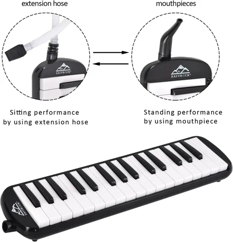 Miniatura 5 de EASTROCK Instrumento de Melodica de 32 Teclas, Piano de Teclado de Aire, Melodica Soprano con 2 Juegos de Boquillas y Tubos, Bolsa de Transporte