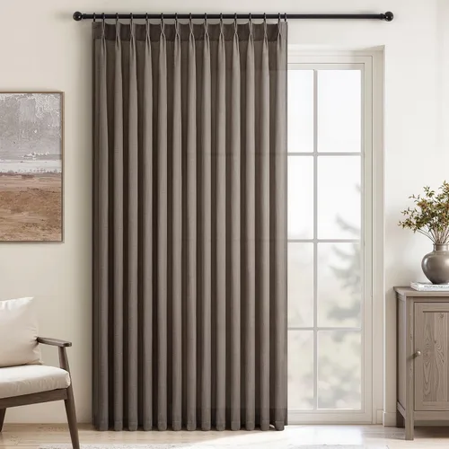 Miniatura 32 de Topfinel 2 paneles de cortinas plisadas de lino beige y blanco de 63 pulgadas de largo, para dormitorio y sala de estar, cortinas semitransparentes