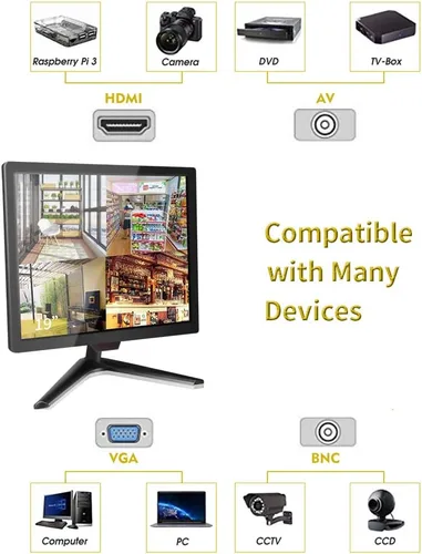 Miniatura 6 de Cocar 15 "CCTV Monitor de Seguridad Monitor Pantalla BNC VGA HDMI Pantalla LCD para Sistemas de Seguridad en el Hogar Cámara de Vigilancia STB