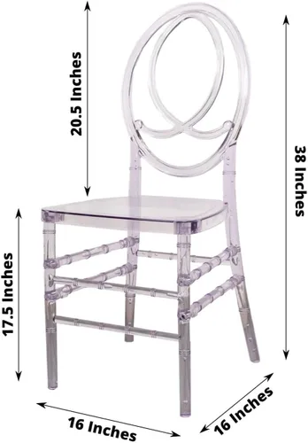 Miniatura 2 de Efavormart - Silla apilable de acrílico transparente Phoenix Chiavari, silla con respaldo ovalado sin brazos de resina transparente Phoenix apilable