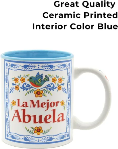 Miniatura 7 de Taza La Mejor Abuela – Regalos únicos de Abuela en español – Taza de cerámica duradera de 12 onzas con esmalte azul – Mejor abuela