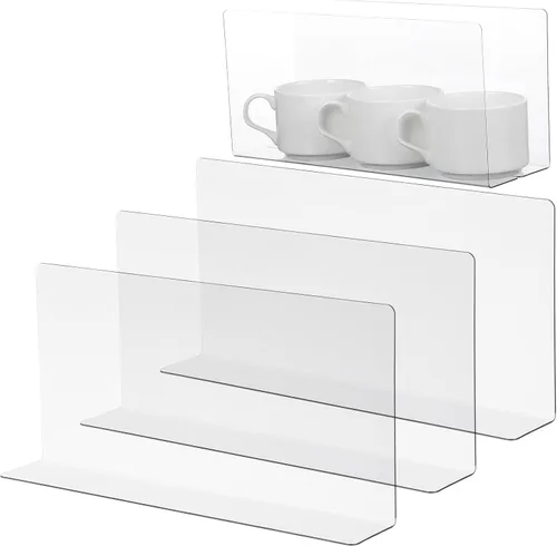 Miniatura 10 de Baluue 3 separadores de estantes magnéticos transparentes, separadores de plástico de PVC en forma de L de 4.7 in de alto para exhibición minorista