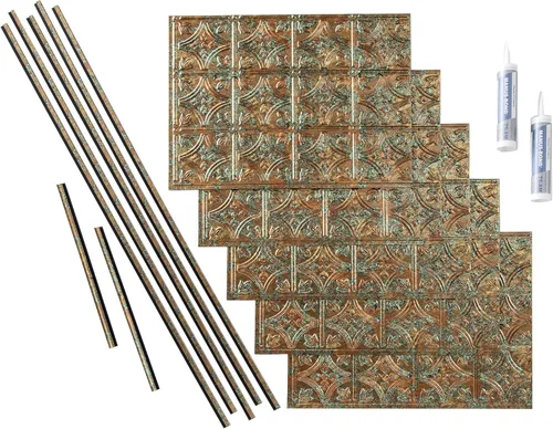 Miniatura 18 de FASÄDE Kit decorativo para salpicaduras de vinilo de estilo tradicional y patrón 1 de 15 pies cuadrados en bronce argente Bronce de plata