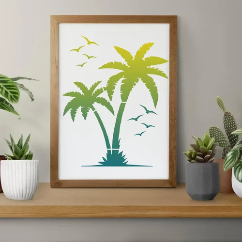 Miniatura 2 de Plantillas de Palma - Plantillas de Playa Reutilizables para Pintar sobre Madera, Lienzo, Paredes - Proyectos DIY de Verano Temáticos