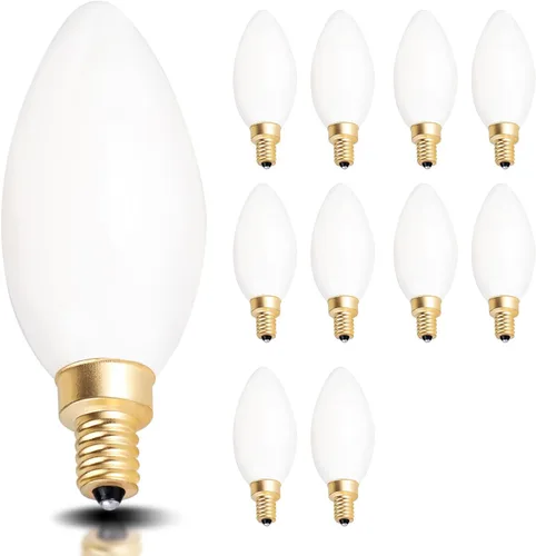 Bombilla LED de candelabro LED regulable de 6 W 3000 K, color blanco suave, equivalente a 600 lúmenes, luz de cristal ópalo E12, lámpara de vela B11