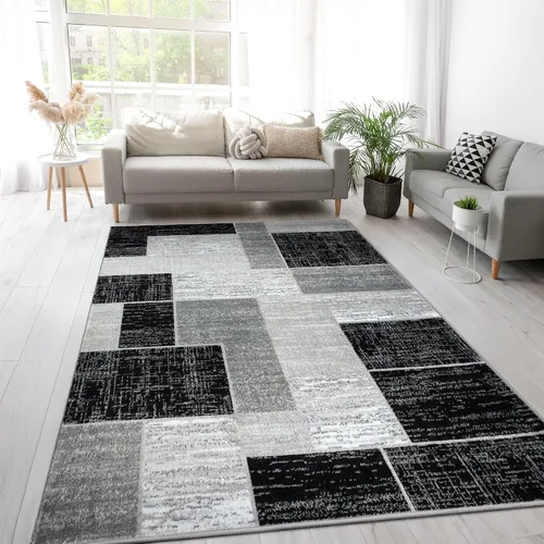 Miniatura 9 de L'Baiet Verena - Alfombra geométrica roja y gris de 8 x 10 pies, alfombra de área grande para sala de estar, dormitorio, mesa de comedor, oficina