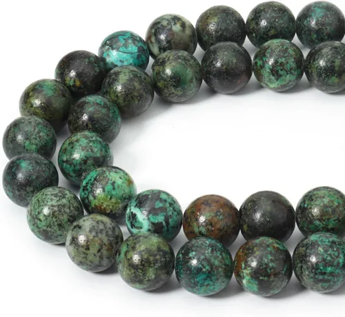 Miniatura 33 de 60 cuentas de 15⁄64 pulgadas (6 mm) de piedra natural de jade verde birmano con cuentas de piedra preciosa de jade para sanación de energía. Cuentas