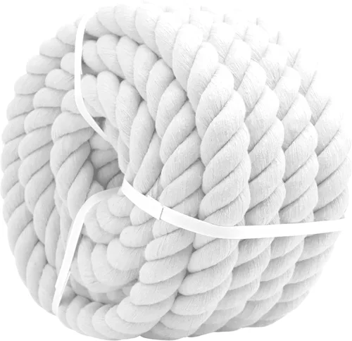 VEIZEED - Cuerda de algodón natural de 1 pulgada x 25 pies, cuerda de algodón blanco para colgar columpios, decoración de manualidades náuticas,