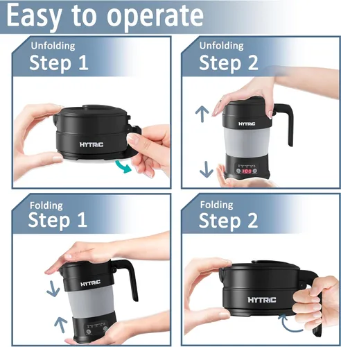 Miniatura 5 de HYTRIC Hervidor Eléctrico de Viaje, Hervidor Eléctrico Plegable Pequeño de 700ML Libre de BPA, Hervidor Portátil con Panel Multifuncional, Hervidor