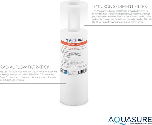 Miniatura 2 de Aquasure Pioneer Series - Filtro de repuesto de 5 micrones para ósmosis inversa y filtro de agua debajo del fregadero, 10 x 2.5 pulgadas