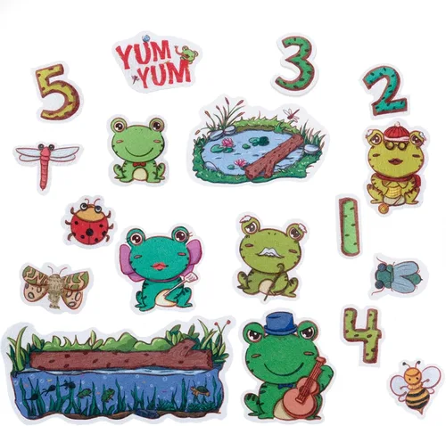 CHEFAN Historias de tablero de franela de fieltro para niños pequeños, 5 pequeñas ranas moteadas, juego de números, reconocer animales, habilidad