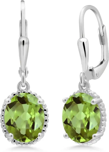 Miniatura 7 de Gem Stone King Aretes colgantes de gota para mujer, plata de ley 925, piedra natal ovalada de 0.354 x 0.276 in, joyería fina, regalos para ella
