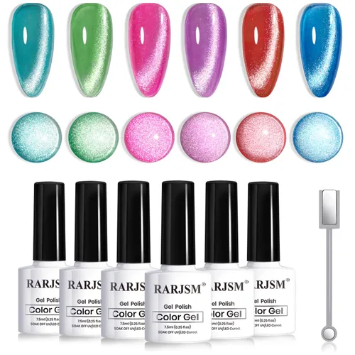 Miniatura 26 de RARJSM Juego de Esmaltes de Gel Nude Colección Jelly Pink de 6 Colores Naturales Transparentes Rosa Translúcido Lechoso Malva Morado Marrón Claro