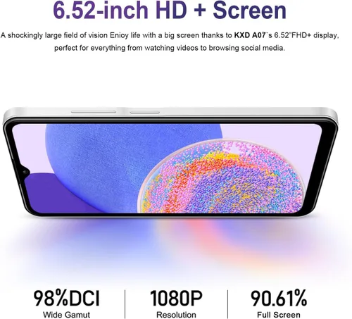Miniatura 2 de KXD A07 - Teléfono celular desbloqueado Android 12, teléfonos inteligentes rápidos de 4500 mAh 10 W, 13 MP+8 MP, 6.52 pulgadas HD+, 4 GB + 64 GB/SD