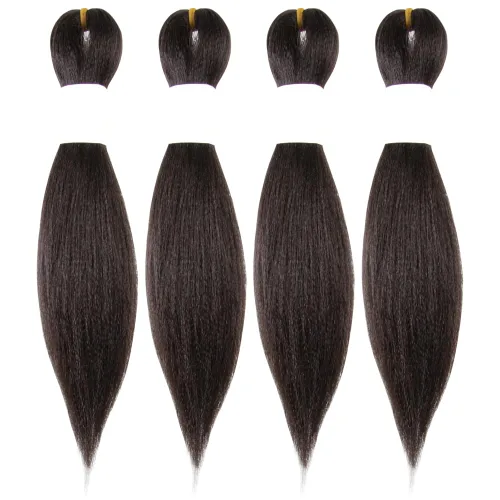 Miniatura 15 de Cabello trenzado preestirado de 10 pulgadas, 4 paquetes, extensiones de cabello corto para trenzas, cabello sintético preestirado #1 (negro azabache)