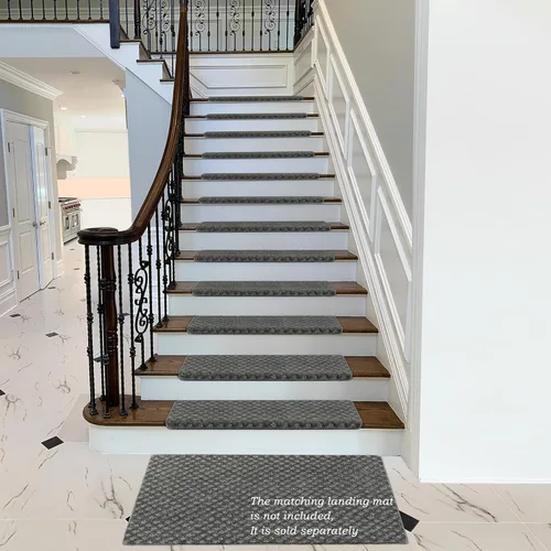 Miniatura 2 de PURE ERA Bullnose - Juego de peldaños de alfombra para escaleras sin cinta, antideslizantes, protectores de escaleras para interiores, alfombras