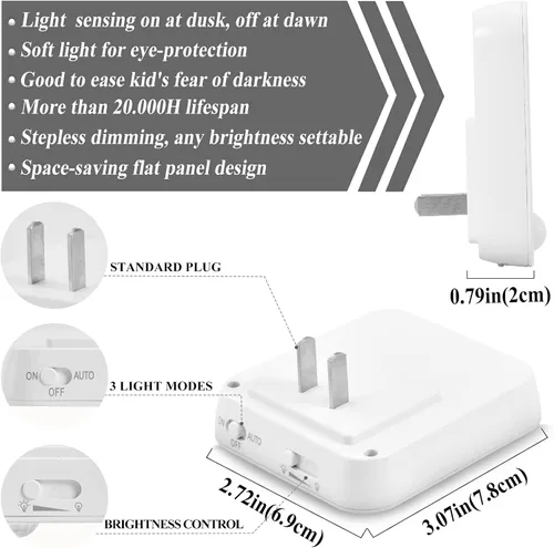 Miniatura 3 de Luces nocturnas de pared, paquete de 2 luces de noche LED de tortuga marina de color (2) sensor de atardecer a amanecer, brillo ajustable