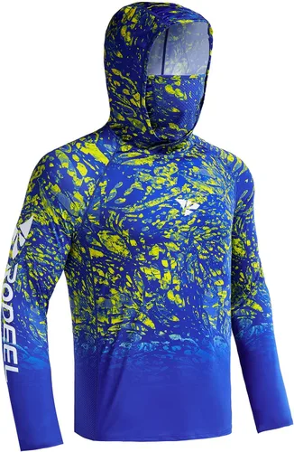 Miniatura 24 de Rodeel - Camisa de pesca para hombre con manga larga, UPF 50+, rendimiento de alto rendimiento para senderismo, con máscara, protección UV
