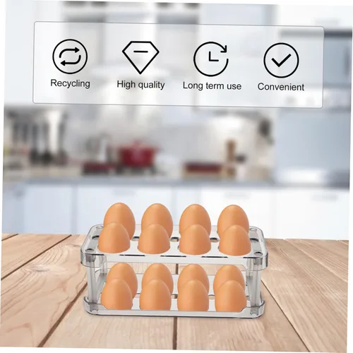 Miniatura 3 de Bandeja de cartón para huevos con tapa, contenedores para huevos para refrigerador, soporte para huevos, contenedor transparente con tapa, Negro