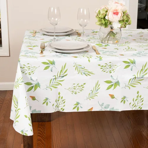 Miniatura 21 de EVERYDAY LUXURIES Mantel cuadrado impermeable de 52 x 52 pulgadas, resistente a las manchas y a las arrugas, mantel decorativo de vinilo de campos
