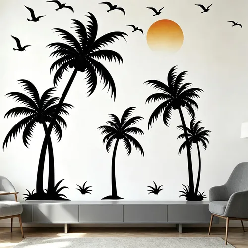 Miniatura 19 de Calcomanías de Pared Bohemias de Mediados de Siglo Modernas Despegar y Pegar, Pegatinas de Vinilo de Pared de Arcos Grandes Sol, Hojas Plantas