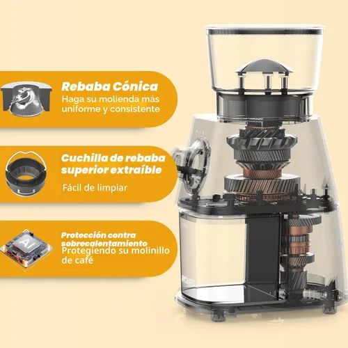 Miniatura 2 de AYCHIRO Molinillo de café eléctrico, molinillo de granos de café para uso doméstico con 30 ajustes de molienda, capacidad de 12 tazas para expreso