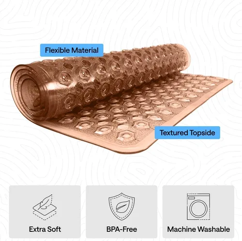 Miniatura 4 de GORILLA GRIP Alfombrilla para bañera patentada, lavable a máquina, con ventosas y orificios de drenaje para mantener las bañeras limpias, suave