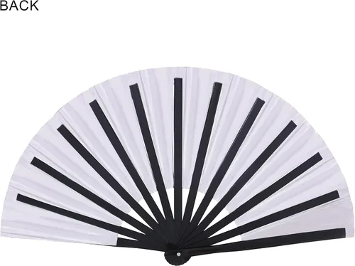 Miniatura 3 de Gionforsy 1pcs Rave Hand Fan Bamboo Holding Hand Fan Ventilador grande plegable con tela de color brillante ventilador plegable para festival (negro)