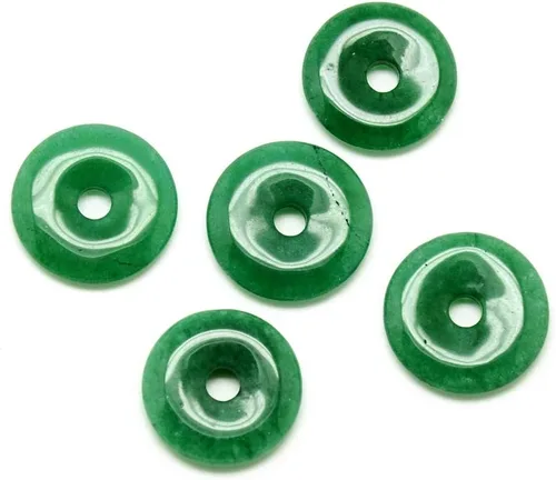 FASHEWELRY 10 colgantes de piedras preciosas de disco de jade natural de 0.945-0.984 in, agujero grande curativo chakra, piedra pulida, abalorios