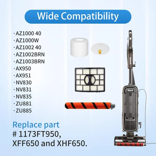Miniatura 3 de Filtros de rollo de cepillo de repuesto compatibles con aspiradora Shark Apex DuoClean AZ1000 AZ1002 AZ1003BRN AX950 AX951 AX952 NV830 NV831 NV835