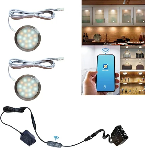 Luces LED inteligentes de disco, iluminación regulable debajo del gabinete con control de aplicación Bluetooth, sincronización de música,