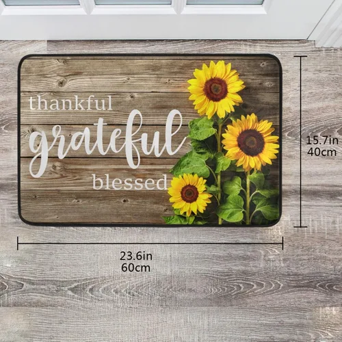 Miniatura 3 de Tapete de puerta de girasol de 23 x 16 pulgadas, tapete antideslizante para entrada, cocina, baño, decoración de girasol de otoño
