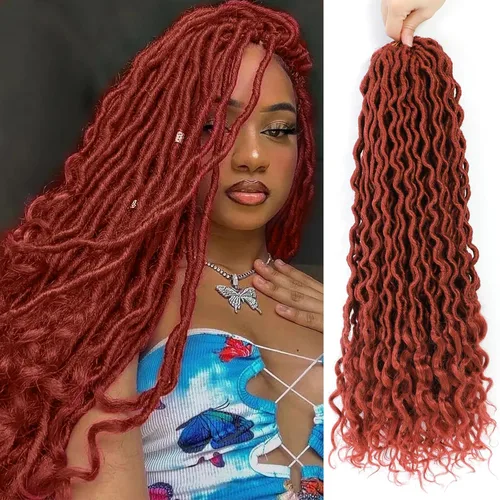 Miniatura 12 de Trenzas postizas Goddess, 6 paquetes de 18 pulgadas, cabello lacio, trenzado con ganchillo, para mujeres negras, trenzas postizas ombre con puntas