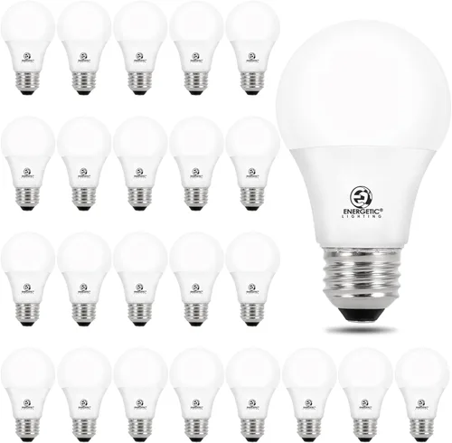 Energetic - Paquete de 24 bombillas LED A19, equivalentes a 60 W, luz diurna 5000 K, base media E26, bombilla LED no regulable, certificación ETL