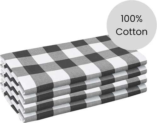 Miniatura 2 de Cotton Clinic Servilletas de tela 100% algodón, grandes, 20 x 20 pulgadas, juego de 4 servilletas de mesa a cuadros a cuadros – Servilletas de mesa