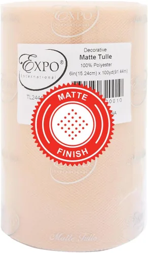 Miniatura 39 de Expo International Tul mate decorativo, rollo/carrete de 6 x 100 yardas, tela de tul de poliéster ligera para tutús, disfraces y decoraciones