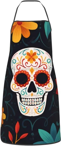 Miniatura 13 de Delantal de calavera de azúcar, delantales de cocina para hombres y mujeres, delantal de cocina, delantal de chef, delantales de jardín ajustables