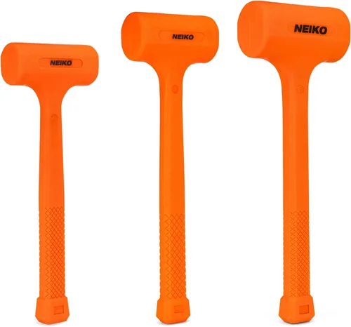 Miniatura 10 de NEIKO 02849A - Martillo de soplado muerto de 4 libras, naranja neón Moldeado unibody Agarre a cuadros Resistente a chispas y rebote