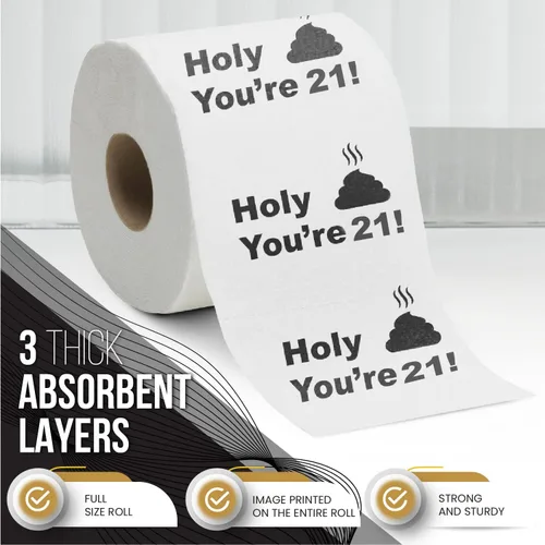 Miniatura 6 de Papel higiénico para decoración de cumpleaños número 21 para hombres y mujeres, diseño divertido, gran regalo divertido de broma, ecológico, ultra