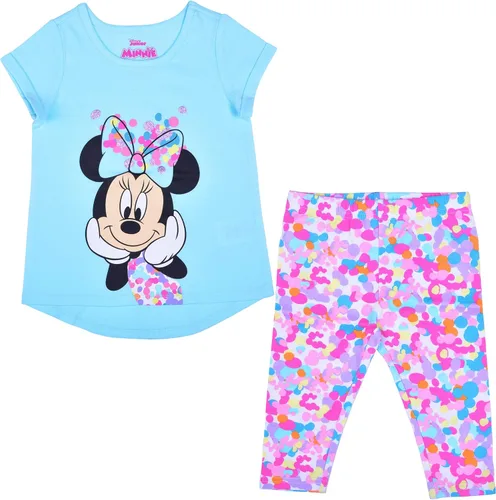 Disney Minnie Mouse Girls T-Shirt and Legging Set for Infant Toddler and Little Kids BlueMulticolor