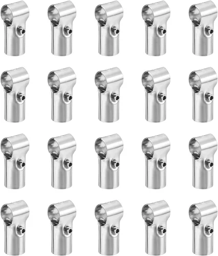 Miniatura 9 de uxcell Conector de tubería estructural, abrazaderas de tubería de unión de 180 grados de 2 vías, 10 juegos de rieles de esquina de acero inoxidable