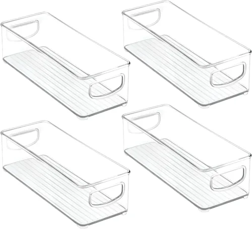Miniatura 9 de mDesign Contenedor organizador pequeño de plástico apilable para cocina, despensa, gabinete, refrigerador, congelador, contenedores