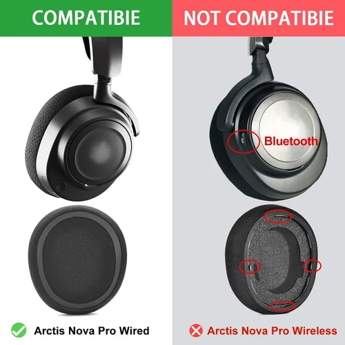 Miniatura 3 de Defean Almohadillas de tela de malla de repuesto compatibles con auriculares SteelSeries Arctis Nova Pro Wired, Nova Negro