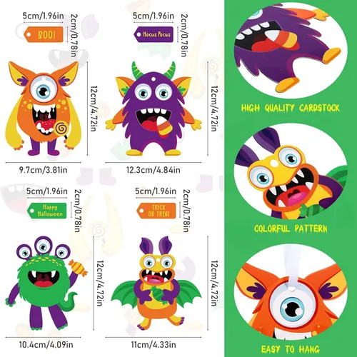 Miniatura 2 de Sumind 48 juegos de adornos de papel para manualidades de Halloween, kit decorativo de papel de Halloween, suministros de manualidades