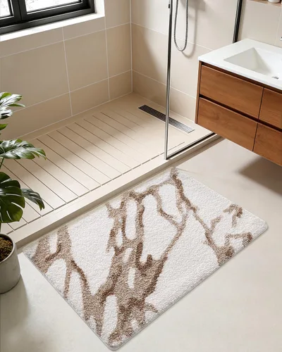 Miniatura 5 de DEXI Alfombra de baño 17x30, antideslizante, lavable a máquina, de mármol, absorbente, gruesa, de microfibra, alfombra suave y lujosa para el piso