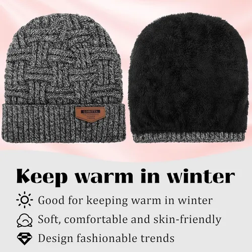 Miniatura 121 de Loritta Gorro de invierno cálido de punto grueso y holgado para hombre