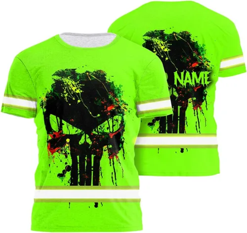 Maddly Colección de ropa de trabajo de alta visibilidad con bandera de EE. UU. personalizada con nombre para trabajadores, corredores, camioneros,