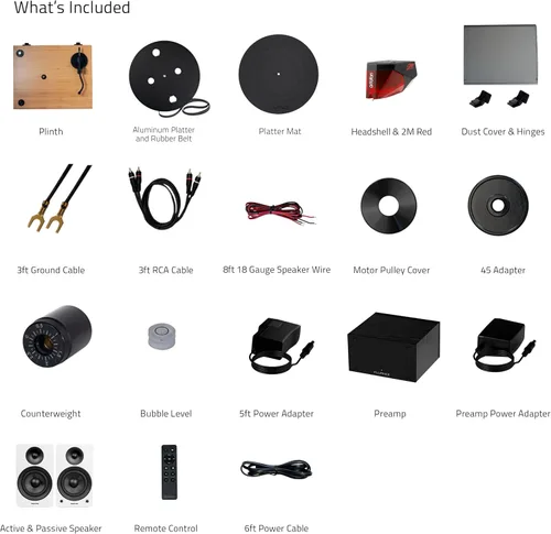 Miniatura 9 de Fluance Reference RT83 Tocadiscos de vinilo de alta fidelidad con preamplificador de fono PA10 y altavoces Ai61 de 6,5 pulgadas, cartucho rojo