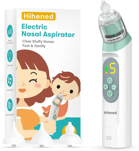 Aspirador nasal eléctrico para bebé, aspirador de nariz para niños pequeños, chupón de nariz impermeable para bebé, limpiador de nariz con 3 puntas